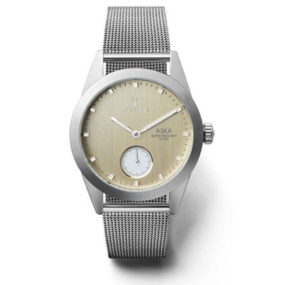 Ladies sunray gold 3-hand watch with stainless steel mesh strap